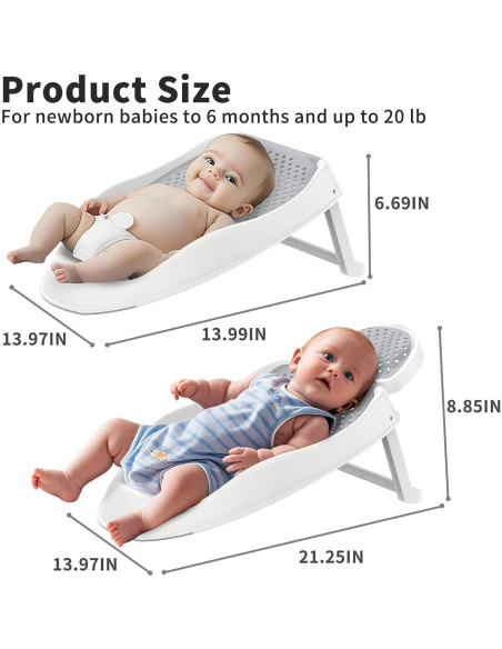 Soporte para bañera de bebé GloTika ergonómico gris 0-6 meses Soporte para bañera de bebé GloTika ergonómico gris 0-6 meses