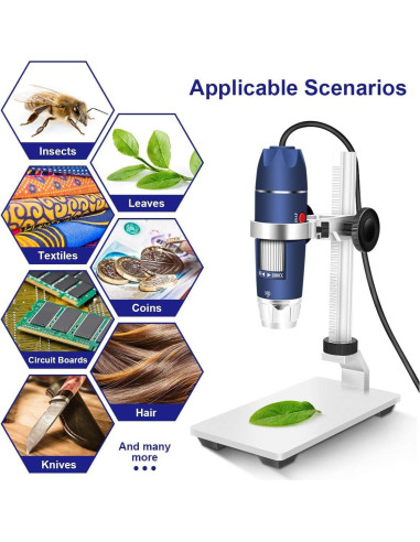 Microscopio Digital USB HD 2MP Jiusion 40-1000X con LEDs