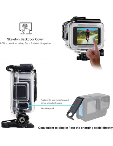 Funda Esqueleto SOONSUN para GoPro Hero 9-13 Negra con Puerta Lateral