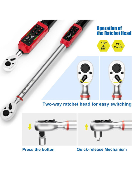 Juego de Llave de Torque Digital ANPUDS 8 Piezas 3/8" y 1/2" Juego de Llave de Torque Digital ANPUDS 8 Piezas 3/8" y 1/2"