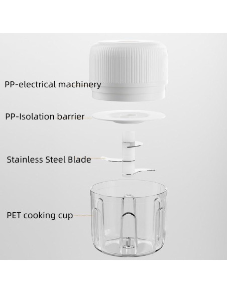 Picador de Ajo Eléctrico 3JINSERDON 250ml Blanco USB Picador de Ajo Eléctrico 3JINSERDON 250ml Blanco USB