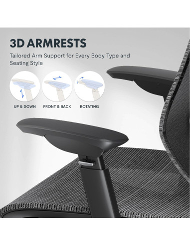 Silla de Oficina Ergonómica FLEXISPOT OC6, Respaldo Alto, Negro