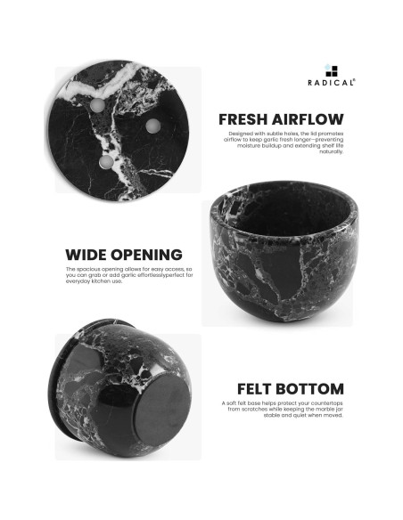 Contenedor de Ajo de Mármol Radicaln 11.4 cm Negro Contenedor de Ajo de Mármol Radicaln 11.4 cm Negro