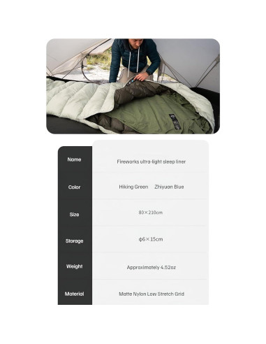 Funda de Saco de Dormir Ultraligera Windhike 127g - 210x80cm
