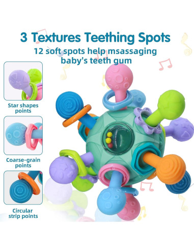 Juguetes Sensoriales para Bebés 0-12 Meses - Dentición Azul
