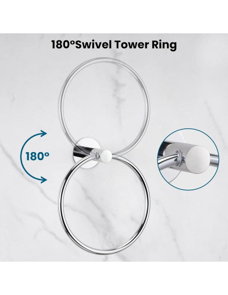 Anillo de Toalla Autoadhesivo UHEY HOME Plata Paquete de 2 Anillo de Toalla Autoadhesivo UHEY HOME Plata Paquete de 2