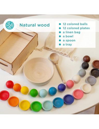 Juguete Montessori Ulanik - Juego de Clasificación de Pelotas 12 Piezas