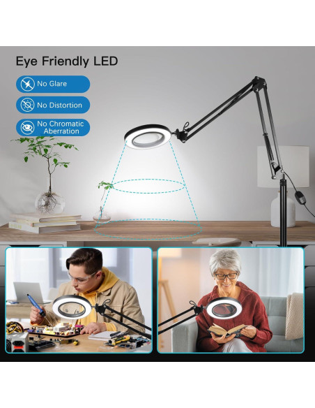 Lámpara de Piso con Aumento 10X ZABOUL, Luz LED, Ajustable Lámpara de Piso con Aumento 10X ZABOUL, Luz LED, Ajustable