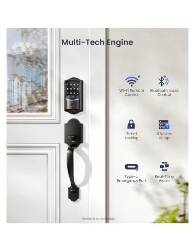 Cerradura Inteligente Veise VE027 con Wi-Fi y Control Remoto