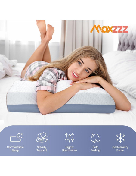 Almohada Viscoelástica Maxzzz con Gel Refrigerante 61x40cm Almohada Viscoelástica Maxzzz con Gel Refrigerante 61x40cm