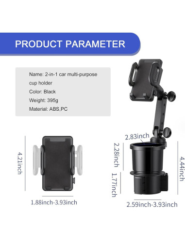 Soporte para Taza de Coche Nomocale Ajustable Universal Negro