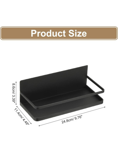 Estante Magnético para Especias PATIKIL - Negro 24.8x11.4cm
