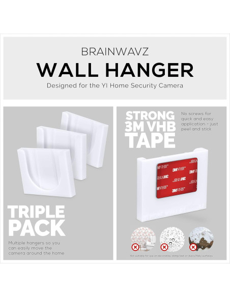 Soporte de Pared Brainwavz para Cámara YI Home - Paquete de 3 Soporte de Pared Brainwavz para Cámara YI Home - Paquete de 3