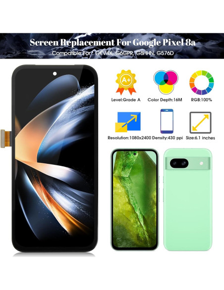 Pantalla LCD Táctil Original Google Pixel 8A 6.1" Negro Pantalla LCD Táctil Original Google Pixel 8A 6.1" Negro
