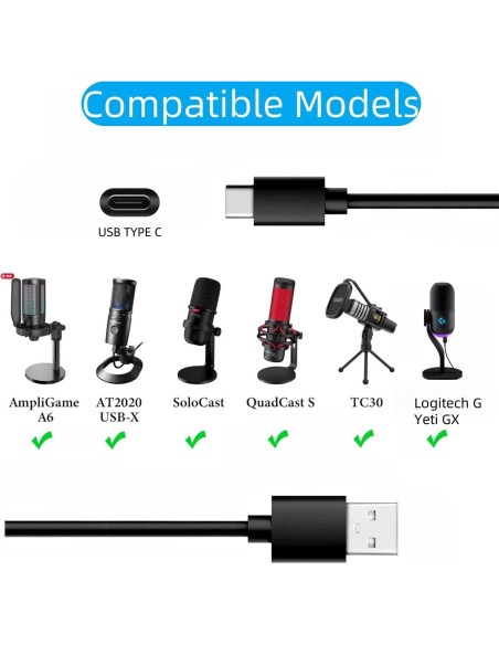 Cable de Micrófono USB C 200cm Asobilor Compatible Logitech Cable de Micrófono USB C 200cm Asobilor Compatible Logitech
