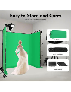 Pantalla Verde Portátil 4x2.4m Fifizoo con Soporte Desmontable 2