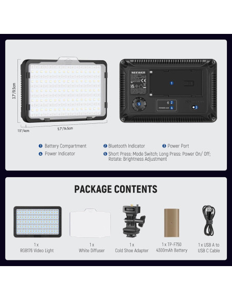 Luz de Video RGB NEEWER RGB176 con Batería 4300mAh LED Luz de Video RGB NEEWER RGB176 con Batería 4300mAh LED