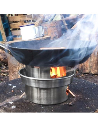 Estufa Hobo Grande Kelly Kettle de Acero Inoxidable para Senderismo