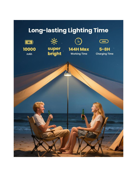 Linterna de Camping Solar Eventek 10000mAh IP65 144 Horas Linterna de Camping Solar Eventek 10000mAh IP65 144 Horas