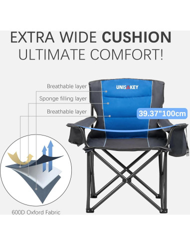 Silla de Camping Plegable Unisakey Azul Soporta 204kg