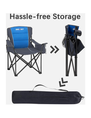 Silla de Camping Plegable Unisakey Azul Soporta 204kg
