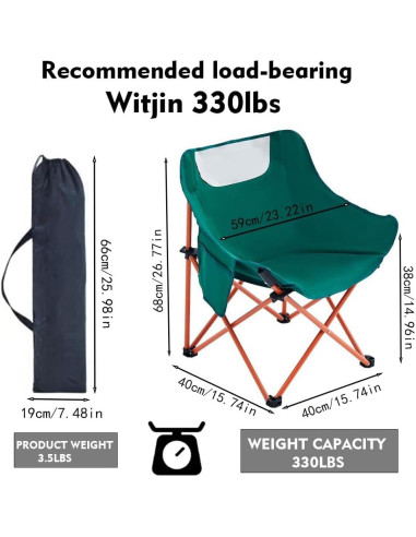 Silla de Camping Plegable Kvittra Verde 150 kg Resistente