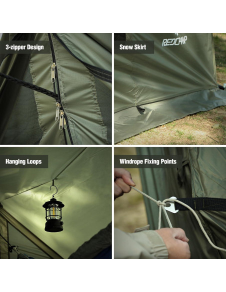 Tienda de Camping REDCAMP 4 Estaciones 3.6x2.0m Verde Militar Tienda de Camping REDCAMP 4 Estaciones 3.6x2.0m Verde Militar