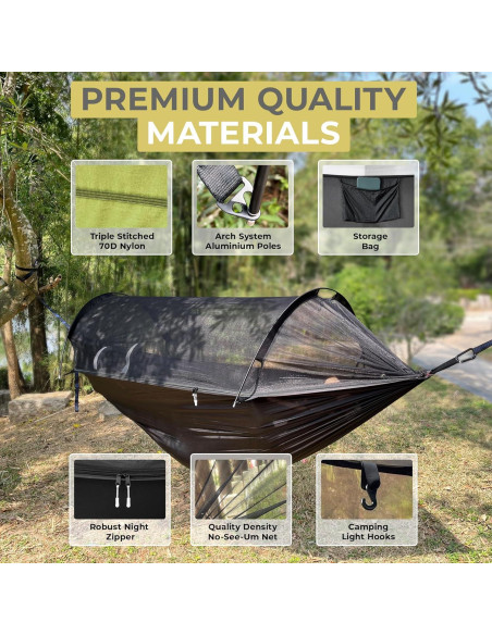 Hamaca de Camping Advokair con Red Anti Mosquitos 270x140cm Hamaca de Camping Advokair con Red Anti Mosquitos 270x140cm