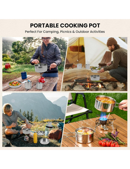 Juego de Utensilios de Cocina para Camping GEEKHOM 14PCS Juego de Utensilios de Cocina para Camping GEEKHOM 14PCS