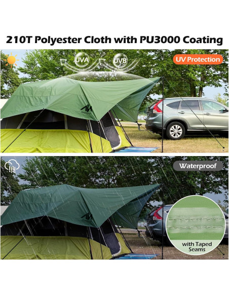 Lona de Camping AYAMAYA 3x4.5m Impermeable con Postes Lona de Camping AYAMAYA 3x4.5m Impermeable con Postes