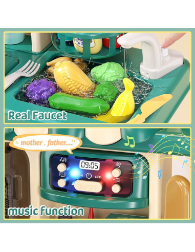 Juego de cocina para niños Aiqi 47 piezas con sonido y luz