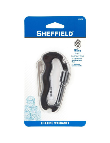 Sheffield 12173 Wilco 4-en-1 Carabiner Multi Tool EDC