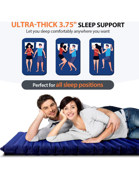 Colchón Inflable Doble Hikenture 200x120 cm con 2 Almohadas Colchón Inflable Doble Hikenture 200x120 cm con 2 Almohadas