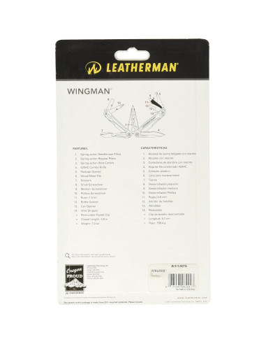 Herramienta Multiuso Leatherman Wingman 14 Funciones Plata