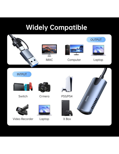Tarjeta de Captura de Video Biaze 4K HDMI a USB 1080P 30FPS Tarjeta de Captura de Video Biaze 4K HDMI a USB 1080P 30FPS
