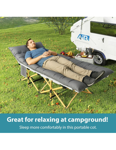 Cama de Camping Plegable SKONYON XXL 272KG con Colchón