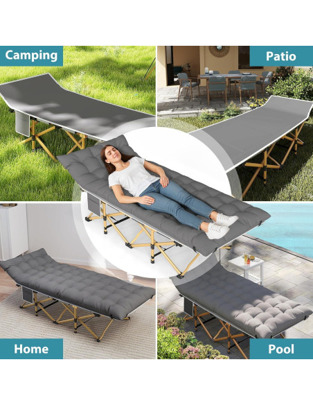 Cama de Camping Plegable SKONYON XXL 272KG con Colchón Cama de Camping Plegable SKONYON XXL 272KG con Colchón