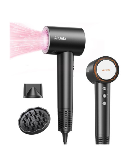 Secador de Pelo Iónico AirJetz 160,000 RPM Negro 4 Temperaturas Secador de Pelo Iónico AirJetz 160,000 RPM Negro 4 Temperaturas