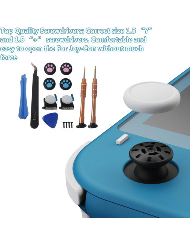 Joystick Analógico Reemplazo Blanco + Kit Herramientas Nintendo Switch