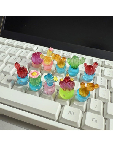 Pegatinas de Teclado 3D MayeBridge para Uñas Largas - Cactus, 16pcs