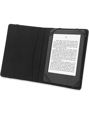 Funda de Cuero PU Estilo Libro Negro para eBook 6"