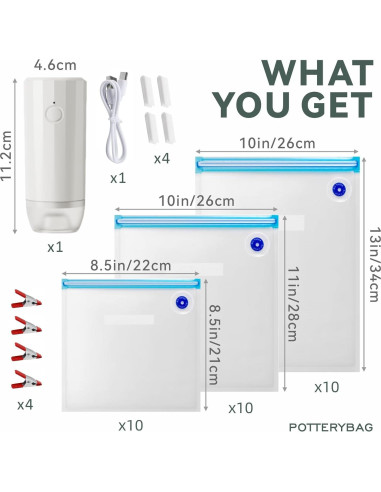 Bolsas Sous Vide Reutilizables 30 Pcs con Bomba Automática