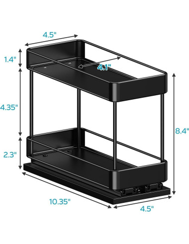 Organizador de Especias Nieifi Vertical 2 Niveles Metal Negro
