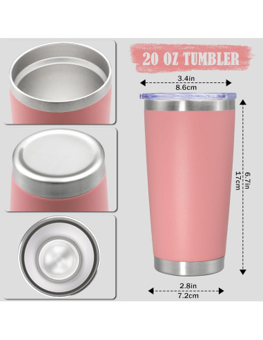 Vaso de Café de Viaje AEPDTD 20 oz Rosa Acero Inoxidable Aislado