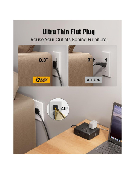 Regleta de Protección 8 Salidas y 4 USB SUPERDANY 1.83m Regleta de Protección 8 Salidas y 4 USB SUPERDANY 1.83m