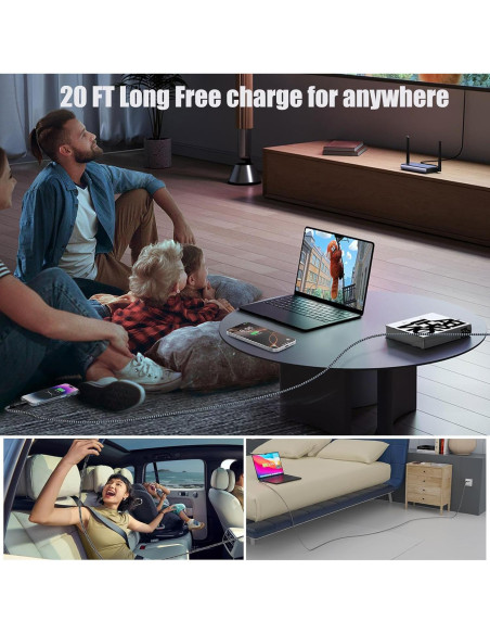 Cable de Carga Extra Largo 6m 60W USB-C y Lightning para iPhone Cable de Carga Extra Largo 6m 60W USB-C y Lightning para iPhone