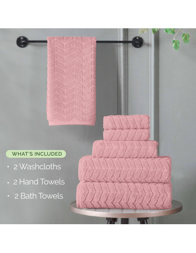 Conjunto de Toallas de Lujo Elegant Comfort 6 Piezas Algodón Turco Rosa