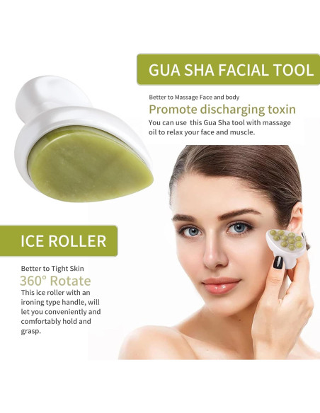 Rodillo de Jade y Gua Sha Facial BEAUTYFACTOR - Set Cuidado Piel Rodillo de Jade y Gua Sha Facial BEAUTYFACTOR - Set Cuidado Piel