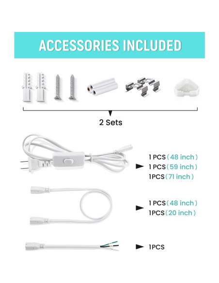 Luz LED de Taller 4FT SUNLINKCO 20W 2300LM 6500K Conectable Luz LED de Taller 4FT SUNLINKCO 20W 2300LM 6500K Conectable