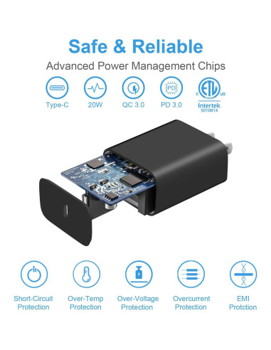 Cargador Rápido 20W USB-C para iPhone 16/15 y iPad Pro